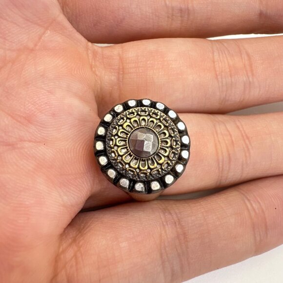 VTG Sterling Silver 925 Signet Style Shield Design Statement RIng Size 6.75 - Picture 7 of 12